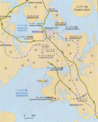 ニュージーランド オークランドの全体地図、クリックすると拡大します